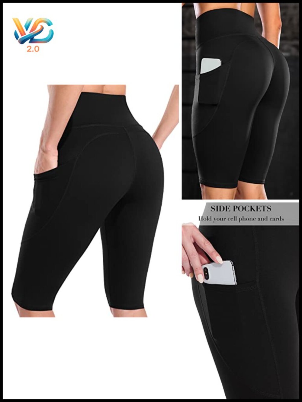 High Waist Biker Shorts With Pockets 12" Workout Running Shorts
